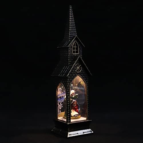 AMOSFUN 8 PCS Igreja de Natal em forma de interior Decoração de lanternas de vento, lâmpada de vento de interior decorativa de Natal,