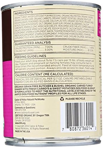 Castor e Pollux Organix Butcher e Bushel Organic esculpido Dinner com cenoura fresca e batata doce para animais de estimação,