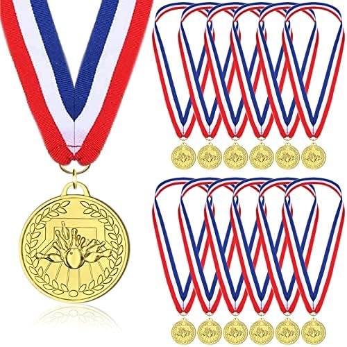 Medalhas de boliche para crianças, medalha de metal dourado de 12 compas