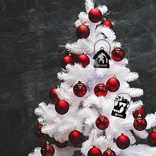 Presentes religiosos pendurados no ornamento da árvore de Natal, jornada para a silhueta de belém, corte a decoração de