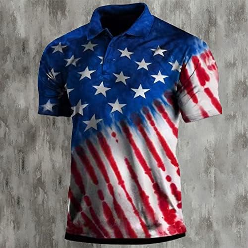 Camisas pólo de bandeira americana para homens patrióticos 4 de julho Camisetas 2023 Tops vintage de manga curta casual de