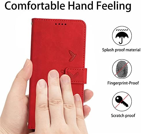 Ivy Redmi Nota 11 Pro Case Wallet, [Smile Love] [Kickstand Flip] [Lanyard ombro -Strap] [Couro PU] - Caixa da carteira para Redmi Note 11 Dispositivos Pro - Red