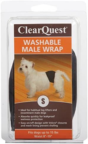ClearQuest Lavagem de cães masculinos, reutilizável, proteção de umidade à prova de vazamentos - médio, preto