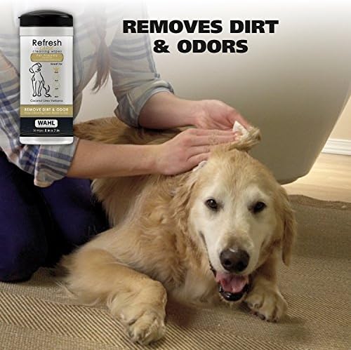 Wahl Pet Refresh Cleaning Wipes para todas as raças de cães - Use em orelhas, nariz, patas, fundo e áreas sensíveis