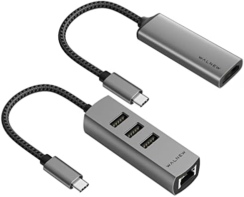 WalUSB C Adaptador HDMI e 4-in 1 USB C para Ethernet Adaptle Bundle