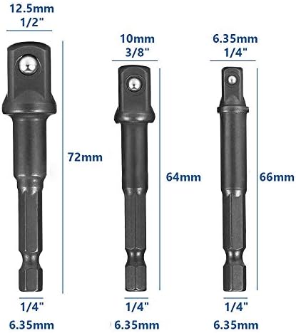 WSH 7PCS 1/4 '' '3/8' '1/2' 'Adaptadores de soquete de impacto do driver de porca de hastes de hastes de hastes