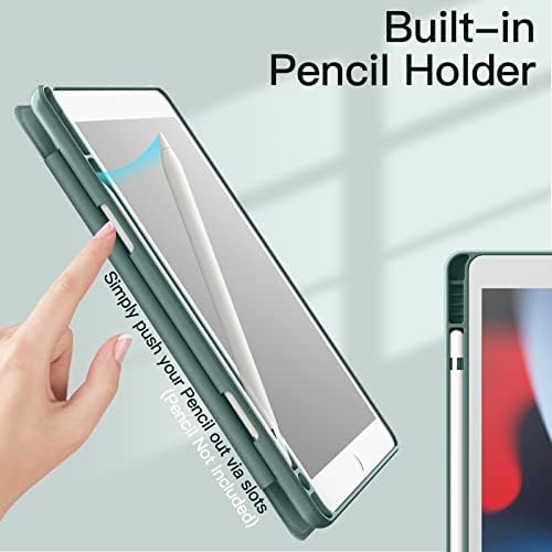 Caixa Jetch para iPad 10,2 polegadas com porta-lápis, casca traseira transparente transparente Tampa de tablet à prova de choque, acordar/sono automático