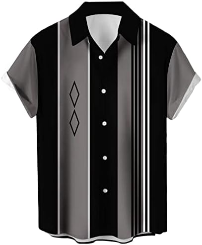 Camisa de boliche vintage masculina dos anos 50 Retro de manga curta camisetas para baixo