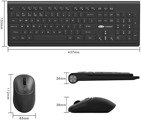 Combinação de mouse de teclado sem fio, 2.4g fofo whisper-quieto compacto RGB Backlight 4000mAh Teclado sem fio e