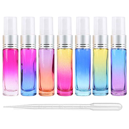 8pcs 10ml gradiente de arco -íris garrafas de pulverização colorida frascos de tubo perfume atomizador de maquiagem recarregável Travel