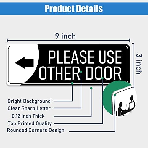 Por favor, use outra placa da porta à esquerda seta 9 x3 preto branco - traseiro da porta da porta do bastão decalque de parede para escritórios em casa