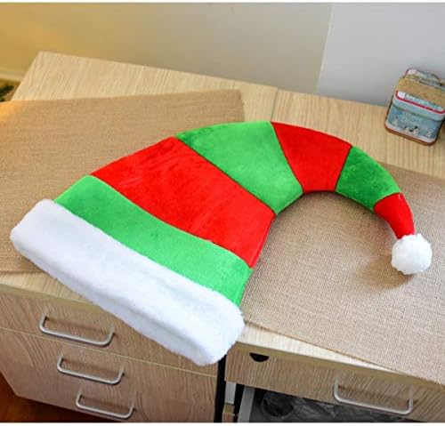 Besportble 2pcs chapéus de elfo de Natal decorativo vermelho verde listrado pom pom touberet natal chapéus favores foto adereços