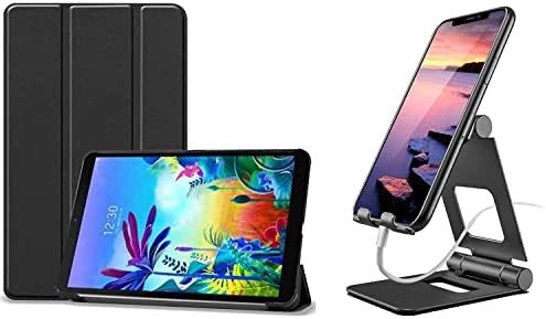 Procase LG G Pad 5 10,1 polegadas FHD Pacote de caixa fino com suporte de telefone celular dobrável preto suporte de tablet