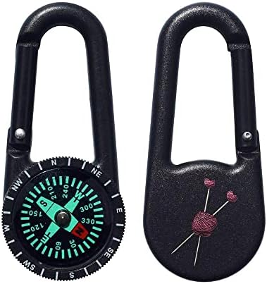 Azeeda 'agulhas de tricô e thread' Compass Keyring