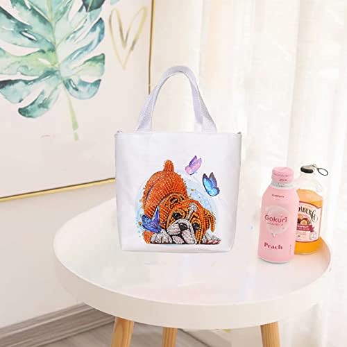 Kit de bolsa de pintura de diamante diy, sacolas de compras reutilizáveis ​​com alças, bolsa de mercearia dobrável, sacola de