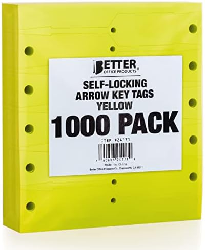 Tags-chave de seta de bloqueio automático, 1.000 por pacote, 4,5 x 0,75, etiquetas de teclas de identificação de plástico,
