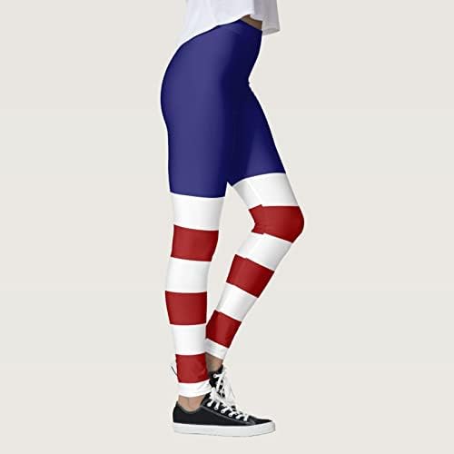 American Flag Leggings Feminino Mulher Controle do Dia da Independência Slim Pants Fitness Workout Compression Treles de exercícios