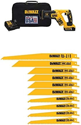 DEWALT DCS367P1 20V MAX* XR SAW RECILIVAÇÃO COMPACTIVO COMPACTO DE PHINCO, 5.0 AH, com DeWalt DW4898 BI-METAL RECILIANTE