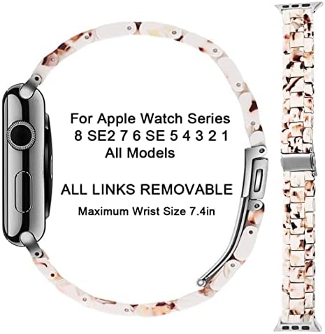 Banda de resina Compatível para Apple Watch Band 40mm 41mm 44mm 45mm, pulseira de pulseira leve para a série Apple Watch Series 8 SE2 7 SE 6 5 4 Iwatch Strap