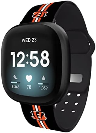 Time de jogo Cincinnati Bengals HD Watch Band compatível com Fitbit Versa 3 e Sense