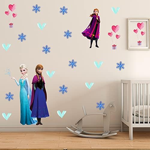 Adesivos de parede congelados adesivos 3d realistas elegantes auto-adesivos vinil para meninas quarto quarto de estar de parede de arte adesivos adequados para favores de festa