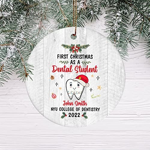 Colorfulparrot Primeiro Natal como um ornamento de estudante de odontologia, presente de assistente dental, ornamento de natal do dentista PQ1J 1