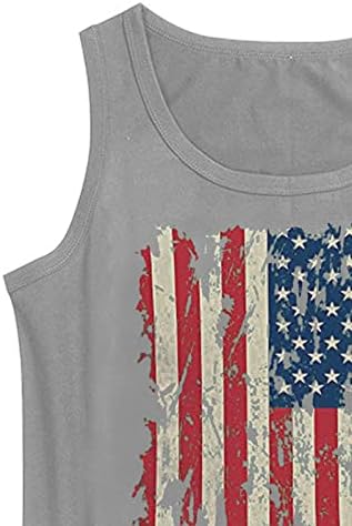 4 de julho Tampo de tanque de camisa para mulheres bandeira dos EUA verão casual camisetas sem mangas estrelas listras tie-dye