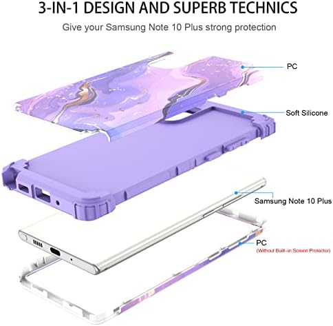 DUUDUE SAMSUNG Galaxy Note 10 Plus Caso, padrão de mármore Pesado 3 em 1 tampa híbrida Proteção de queda de choque