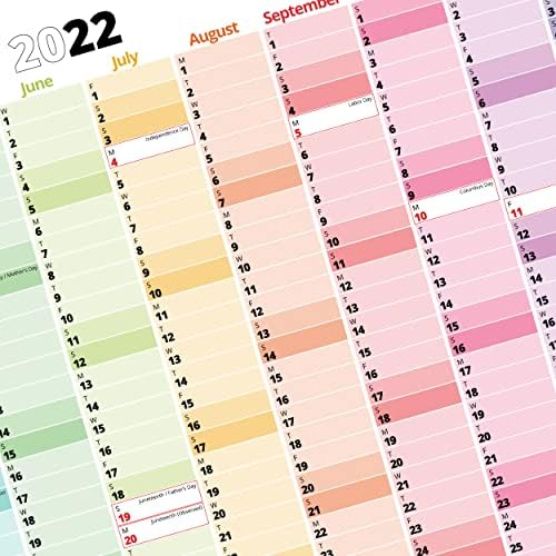 Lista de embalagem Grande calendário 2022 para parede - 2022 Calendário de parede 24 ”x 33” - Calendário de 12 meses de 12 meses