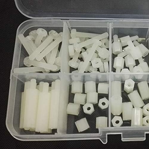 Parafusos M3 parafusos de nylon de Nylon 120pcs/lote Kit de variedade de parafuso de espaçador de coluna de plástico branco com