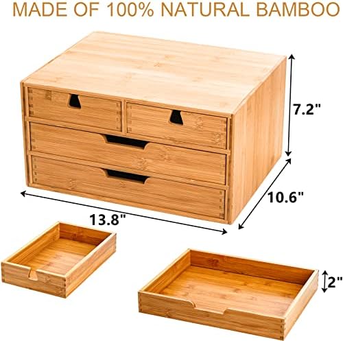 Organizador da mesa de bambu de Deayou, organizador de gaveta de desktop de bambu , caixa de organização de armários de armazenamento