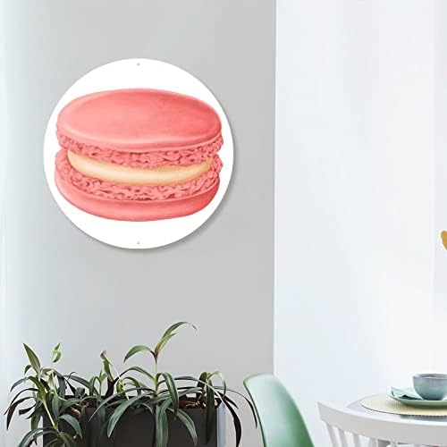 Macarons rosa italiano Bondomizando sinal da porta da frente de lanche de metal sinal de metal, feliz natal parede arte vintage metal grinald signo rústico decoração de parede para cozinha café bar interno e externo decoração 12x12in