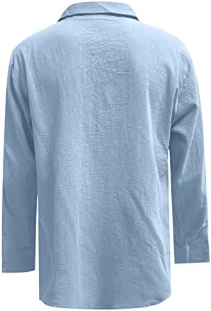 Button Down Shirt Men, primavera do verão masculino de linho de algodão casual camisetas de manga longa de manga longa camisas
