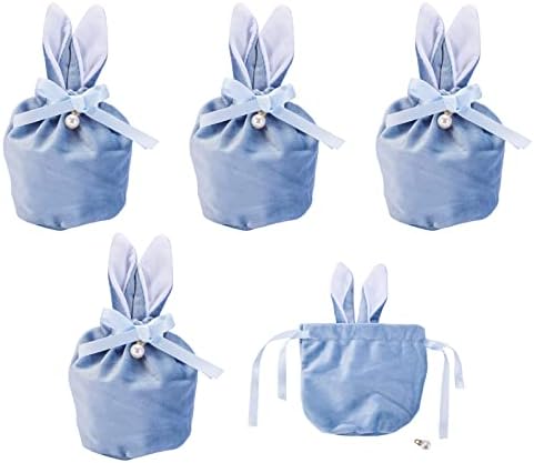Ur Urlifehall 10 PCs Aço Belra -Azul Bolsas de Velvet Bolsas com orelha de coelho e contas de pérolas de plástico para festas