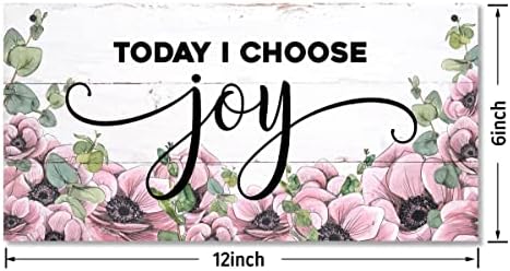 Hoje eu escolho Joy Flower pendurou a decoração de madeira, placas rústicas de madeira, sinal de madeira impressa, decoração de sinal