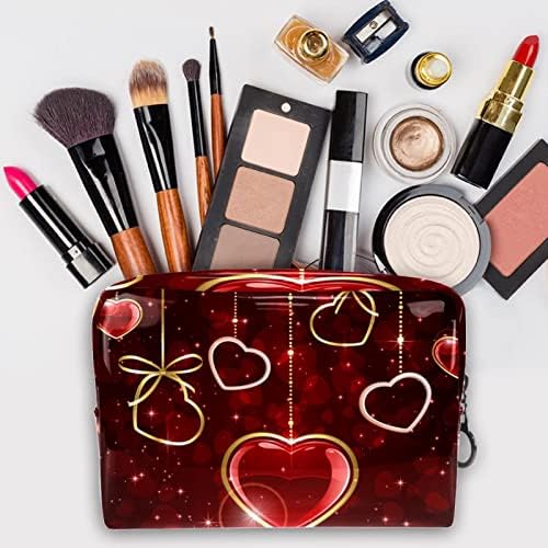 TBOUOBT Sacos de maquiagem de cosméticos para mulheres, bolsas de maquiagem pequenas bolsas de viagem, coração de ouro vermelho Valentim