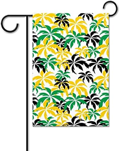 Palm Tree Jamaica bem -vindo a bandeira do jardim decors de 12x18 polegadas de dupla face para externo externo interno