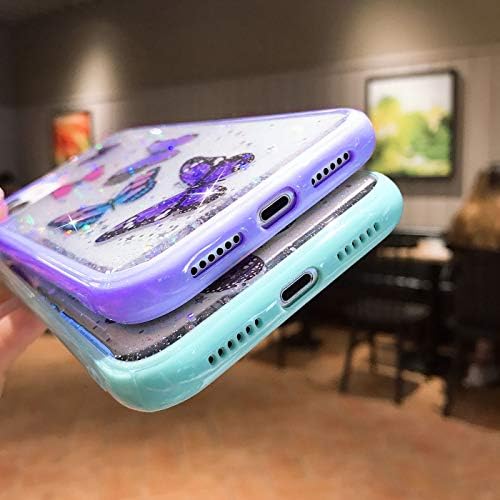 Wzjgzdly Butterfly Bling Clear Case Compatível com iPhone 12 Pro Max 6,7 polegadas 2020, caixa de glitter para mulheres fofas