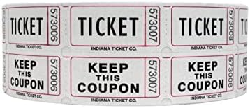 Indiana Ticket Co. Uma contagem de 2.000 rolou cada vermelho, branco e azul. Ótimo para captação de recursos, desenhos e sorteios