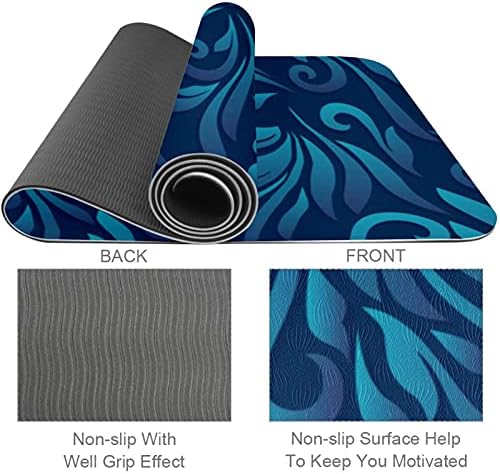 Exercício e fitness de espessura sem escorregamento 1/4 tapete de ioga com estampa azul floral para yoga pilates e exercício