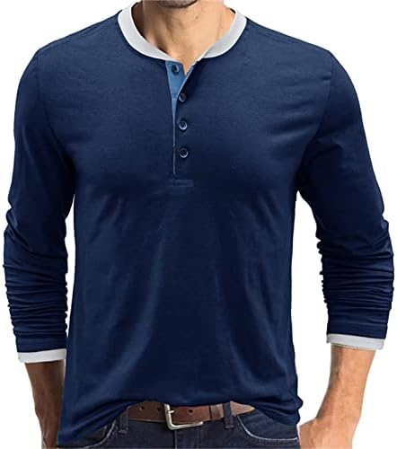 Jeke-DG Mens de manga comprida Camiseta Henley Colher de colarinho de treino Roupa