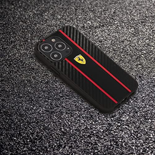 CG Mobile Ferrari Case de telefone para iPhone 13 Pro Max HC Pu Carbono Central Stripe Black