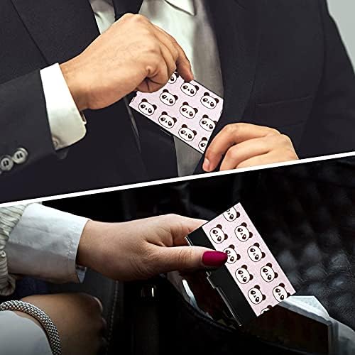 Titular de cartão de visita rosa de panda fofa para homens homens de cartão de visita de cartas de visita com couro