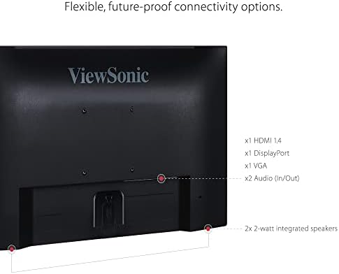 ViewSonic Va2456-MHD_H2 Monitores IPs de 1080p de 1080p sem moldura com HDMI DisplayPort e VGA para casa e escritório