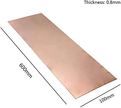 Folha de cobre Nianxinn 0,8 mm 100 mm x 600mm de metal de corte lençóis primos