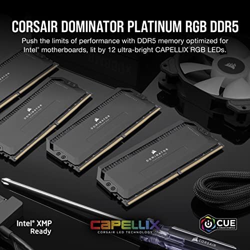 Corsair Dominator Platinum RGB DDR5 RAM 64GB 5600MHZ C40-40-40-77 1,25V Intel otimizado Memória do computador preto
