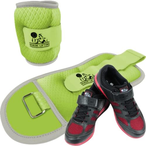 Pesos do pulso do tornozelo 1 lb - pacote verde com sapatos Venja Tamanho 9.5 - Vermelho preto