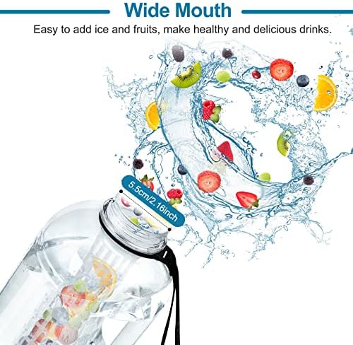 Utebit Half Gallon Fruit Infuser Water Bottle, Garrafa de água esportiva isolada com palha, BPA Livre Poft Proof Tritan Grande
