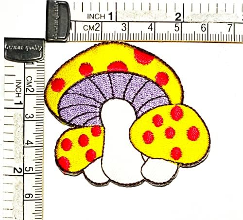 Kleenplus 3pcs. Cartoon de cogumelos amarelos Crianças Crianças Ferro em manchas Estilo de moda Bordado Motif Applique Decoration Emblem Figurino