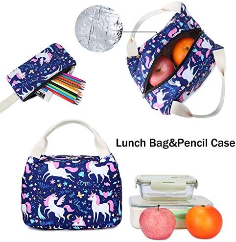 Mochilas Soekidy para Meninas Backpack de Backpack da Escola da Escola de Garotas com lancheira e caixa de lápis para